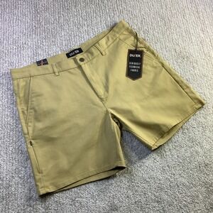 DU/ER Mens Nustretch Shorts Khaki Technical Cotton Stretch Size 38 NWT